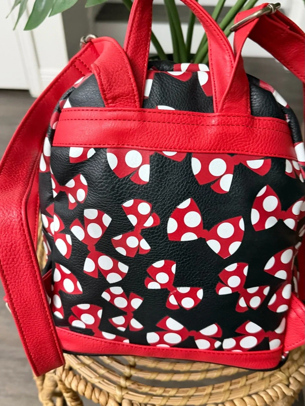 Disney Black Red and White Polka Dot Mini Backpack